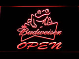 Budweiser Frog Beer OPEN Bar LED Sign - Red - TheLedHeroes