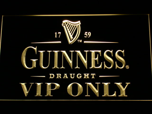 FREE Guinness Draught VIP Only LED Sign - Yellow - TheLedHeroes