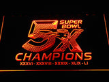 FREE New England Patriots 5X Superbowl Champions LED Sign - Orange - TheLedHeroes