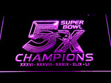 New England Patriots 5X Superbowl Champions LED Sign - Purple - TheLedHeroes