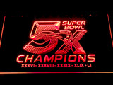New England Patriots 5X Superbowl Champions LED Sign - Red - TheLedHeroes