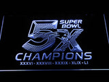 New England Patriots 5X Superbowl Champions LED Sign - White - TheLedHeroes