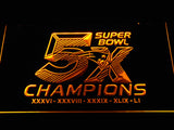 New England Patriots 5X Superbowl Champions LED Sign - Yellow - TheLedHeroes