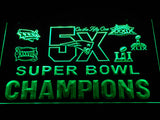 FREE New England Patriots 5X Superbowl Champions (2) LED Sign - Green - TheLedHeroes