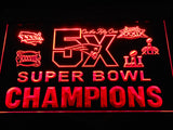 FREE New England Patriots 5X Superbowl Champions (2) LED Sign - Red - TheLedHeroes