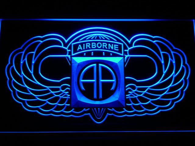 82nd Airborne Division (2) LED Neon Sign USB - Blue - TheLedHeroes