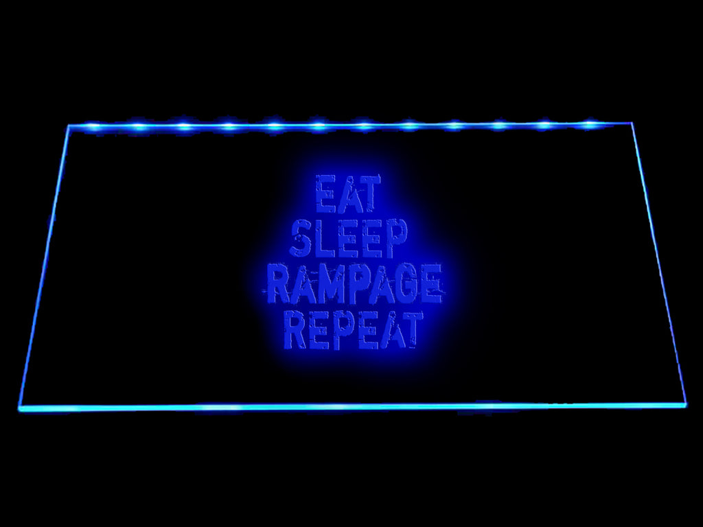 Dota Eat Sleep Rampage Repeat LED Sign - Blue - TheLedHeroes
