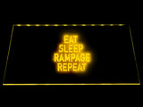 Dota Eat Sleep Rampage Repeat LED Sign - Yellow - TheLedHeroes