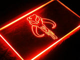 Star Wars Boba Fett Mandalorian Skull Bounty Hunter LED Sign - Orange - TheLedHeroes