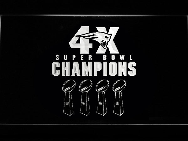FREE New England Patriots 4X Super Bowl Champions LED Sign - White - TheLedHeroes