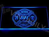Never Forget 911 Firefighter Fire Dept LED Sign - Blue - TheLedHeroes