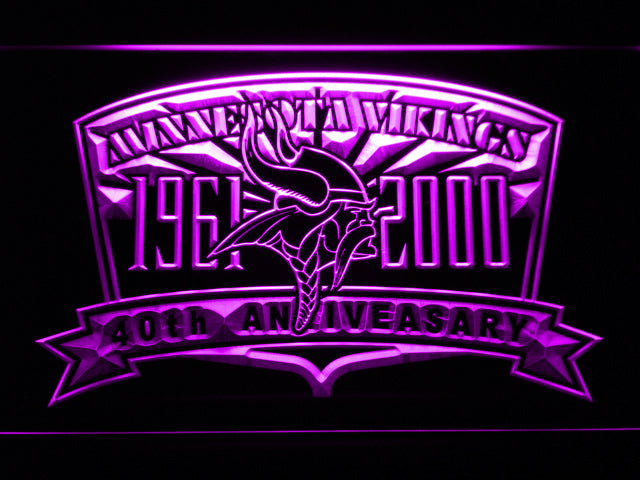 FREE Minnesota Vikings 40th Anniversary LED Sign - Purple - TheLedHeroes