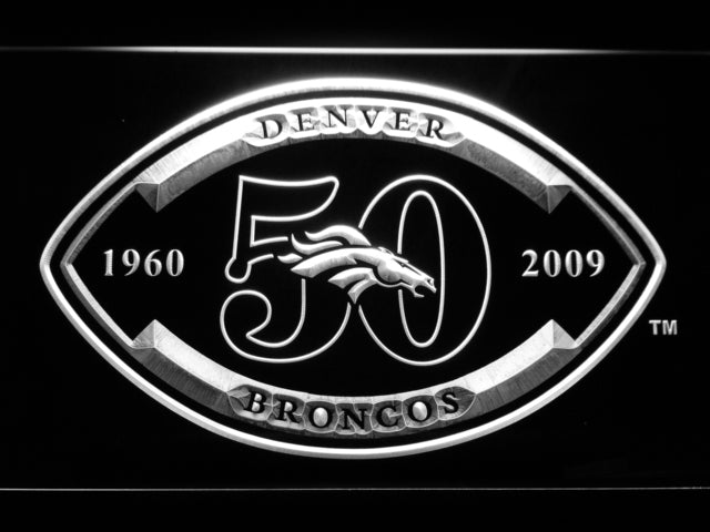 FREE Denver Broncos 50th Anniversary LED Sign - White - TheLedHeroes