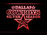 FREE Dallas Cowboys Silver Season 25 LED Sign - Red - TheLedHeroes