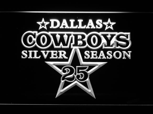 FREE Dallas Cowboys Silver Season 25 LED Sign - White - TheLedHeroes