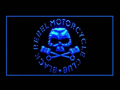 Black Rebel Motorcycle LED Sign -  Blue - TheLedHeroes