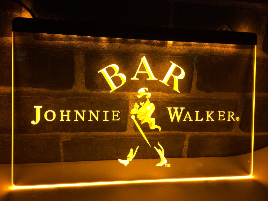 FREE Johnnie Walker BAR Whiskey LED Sign - Yellow - TheLedHeroes