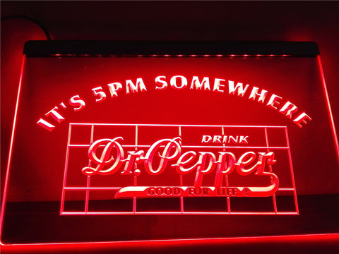 Dr Pepper It's 5 pm Somewhere LED Sign - Red - TheLedHeroes