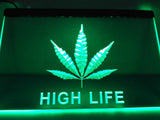 FREE Hemp Leaf High Life NR LED Sign - Green - TheLedHeroes