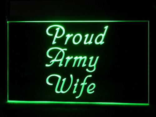 FREE Proud Army Wife LED Sign - Green - TheLedHeroes