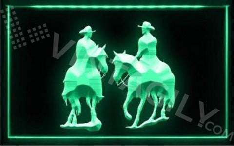 Western Cowboy LED Sign - Green - TheLedHeroes