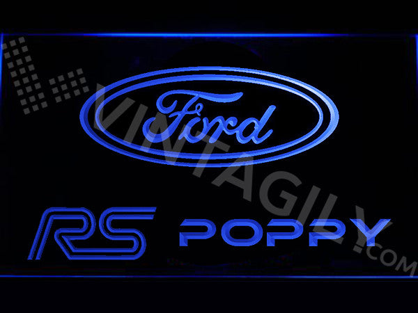 FREE Ford RS Poppy LED Sign - Blue - TheLedHeroes