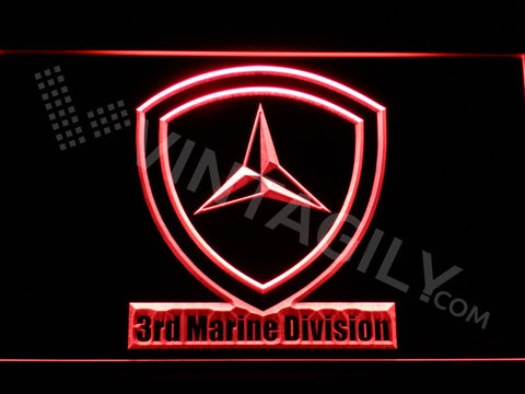 FREE 3rd Marine Division LED Sign - Red - TheLedHeroes
