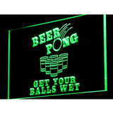 Beer Pong Get Your Balls Wet LED Sign - Green - TheLedHeroes