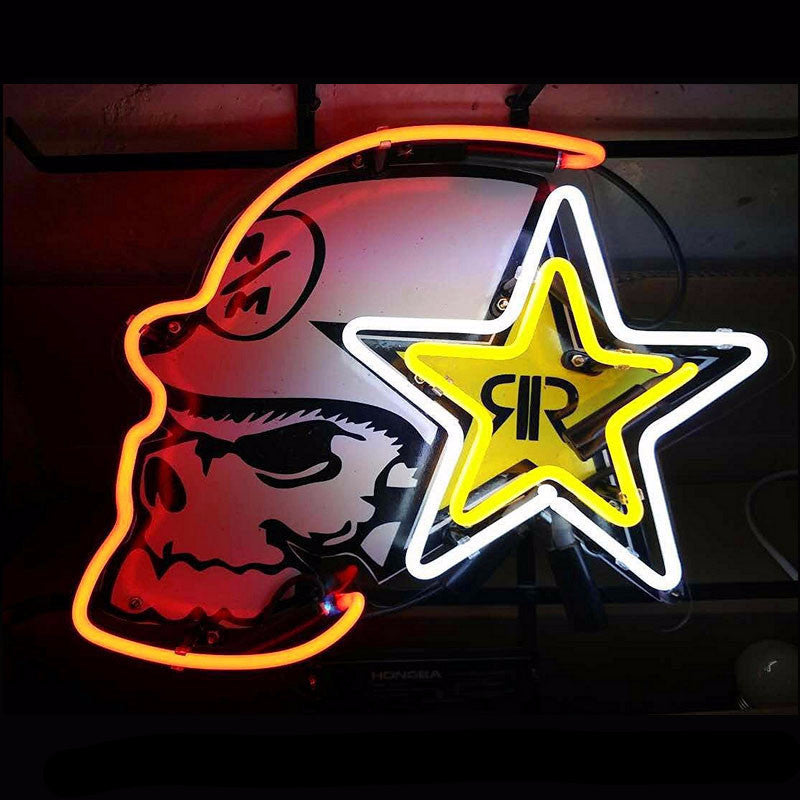 Rockstar Skull Energy Drink Neon Bulbs Sign 17x14 -  - TheLedHeroes