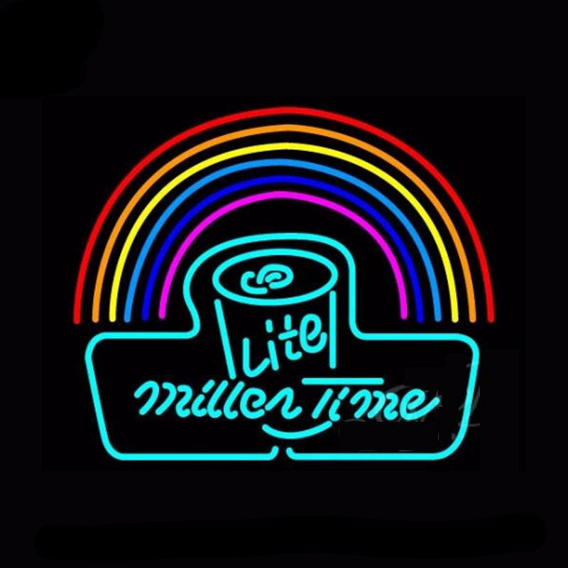 Miller Lite Time Can Rainbow Neon Bulbs Sign 31x24 -  - TheLedHeroes