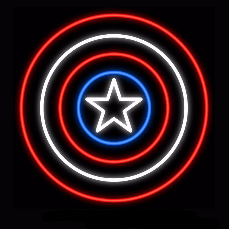 Captain America Neon Bulbs Sign 24x24 -  - TheLedHeroes