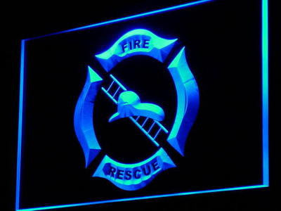 FREE Firefighter Helmet Ladder Fire LED Sign - Blue - TheLedHeroes