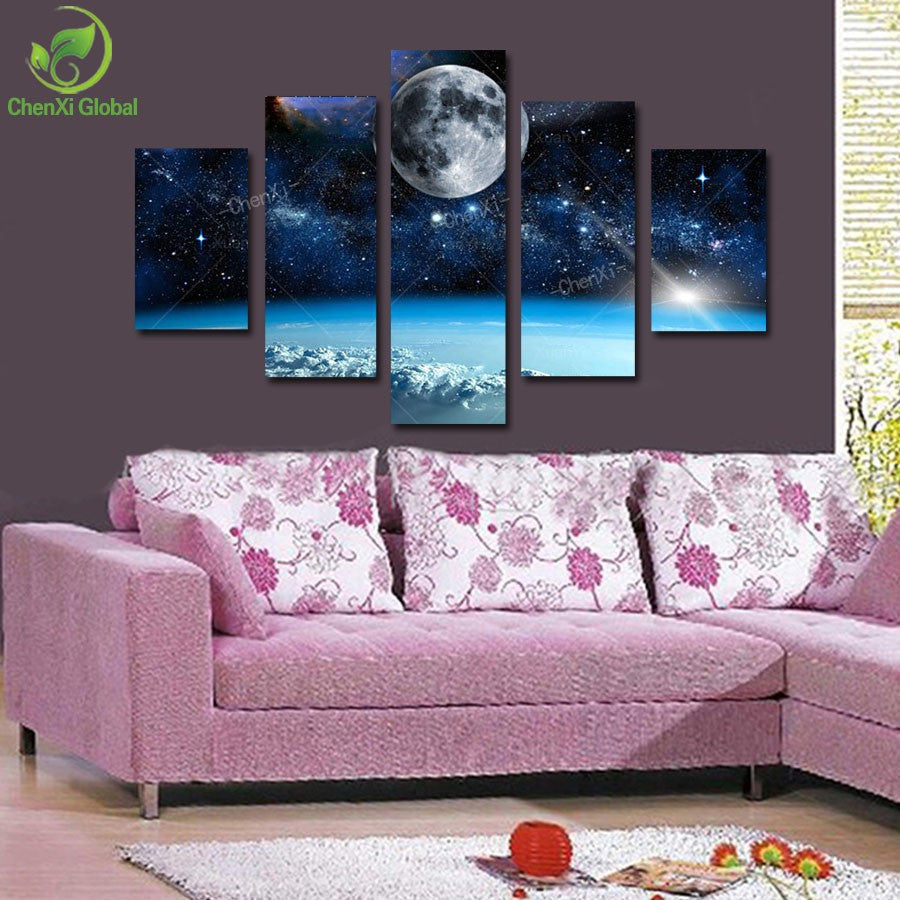 Space Universe landscape 5 Pcs Wall Canvas -  - TheLedHeroes