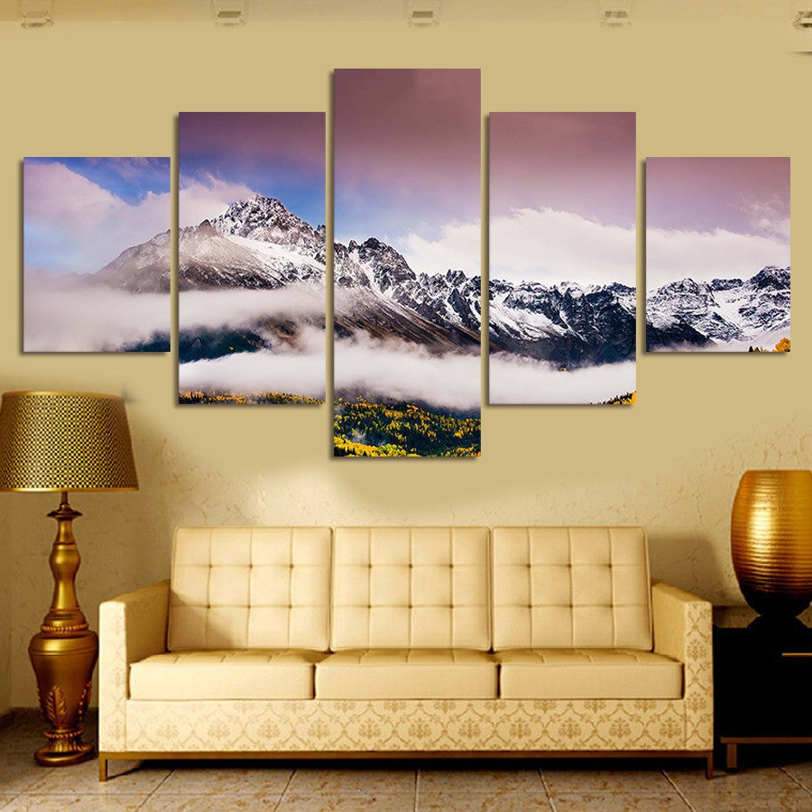 Snow Moutain 5 Pcs Wall Canvas -  - TheLedHeroes