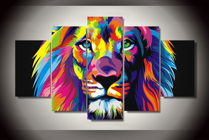 Multicolor Lion 5 Pcs Wall Canvas -  - TheLedHeroes