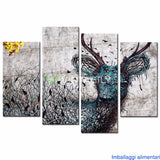 Abstract Deer 4 Pcs Wall Canvas -  - TheLedHeroes
