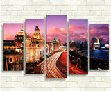 City going to fast 5 Pcs Wall Canvas -  - TheLedHeroes