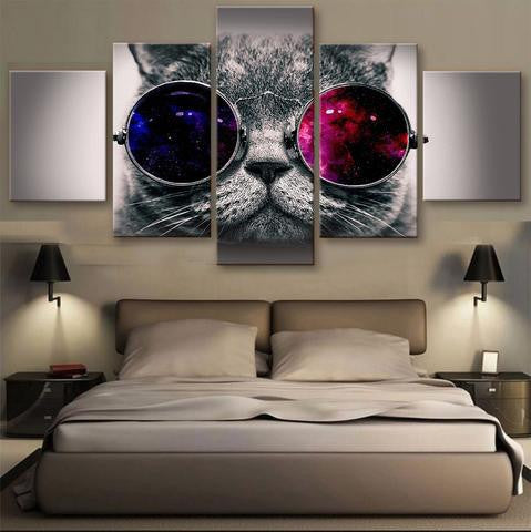 Cool cat 5 Pcs Wall Canvas -  - TheLedHeroes