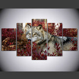 Wolf in the wood 5 Pcs Wall Canvas -  - TheLedHeroes