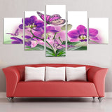 Purple and pink flowers 5 Pcs Wall Canvas -  - TheLedHeroes