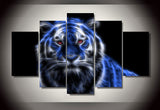 Blue tiger 5 Pcs Wall Canvas -  - TheLedHeroes