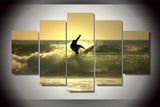 Surfer in the sunset 5 Pcs Wall Canvas -  - TheLedHeroes