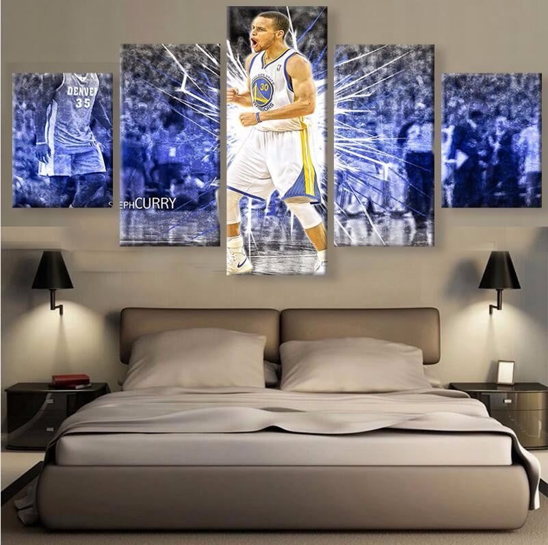 Basket-ball Stephen Curry 5 Pcs Wall Canvas -  - TheLedHeroes