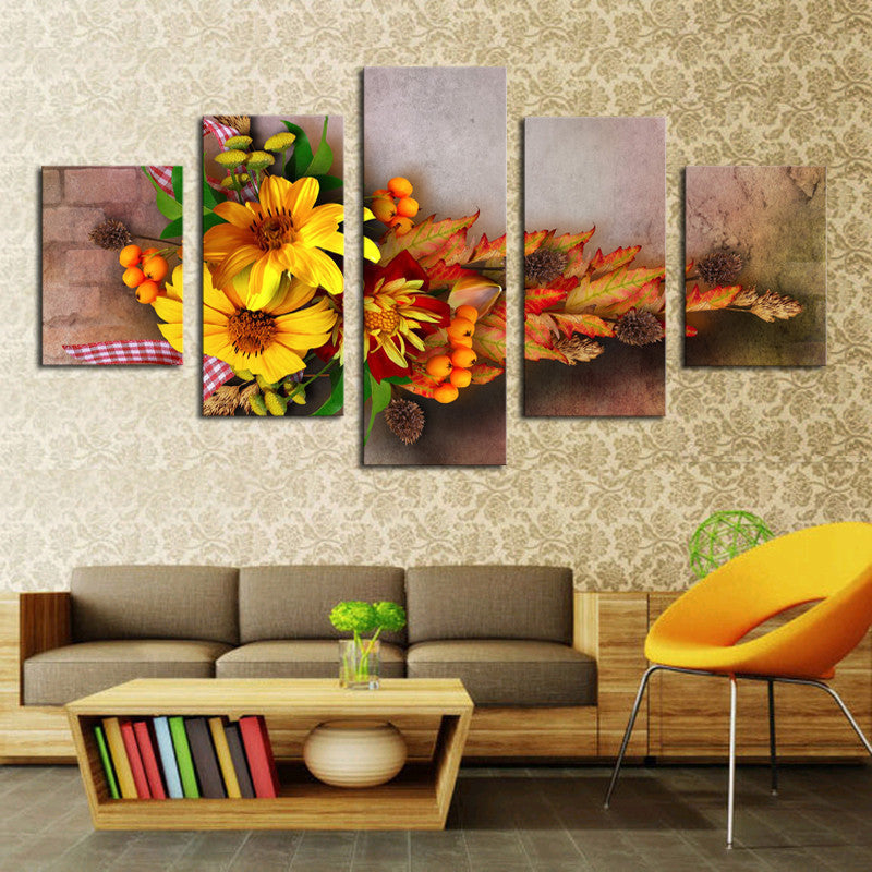 Colorful Flowers 5 Pcs Wall Canvas -  - TheLedHeroes