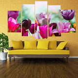 Pink and purple Flowers 5 Pcs Wall Canvas -  - TheLedHeroes