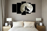 Wolf above the moon 5 Pcs Wall Canvas -  - TheLedHeroes