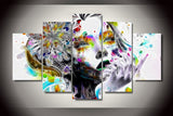 Colored woman 5 Pcs Wall Canvas -  - TheLedHeroes