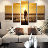 Sexy nude girl sunset seascape 5 Pcs Wall Canvas -  - TheLedHeroes