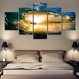 Seascape Wave 5 Pcs Wall Canvas -  - TheLedHeroes
