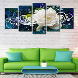 Abstract White Flowes 5 Pcs Wall Canvas -  - TheLedHeroes